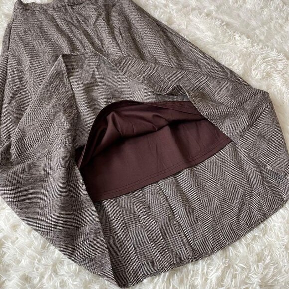Glen Check Flare Long Skirt F Brown - Picture 5 of 5